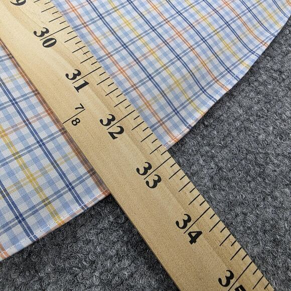 Brooks Brothers Shirt Mens Large Blue Plaid Short Sleeve Button Down Non Iron - Picture 8 of 16